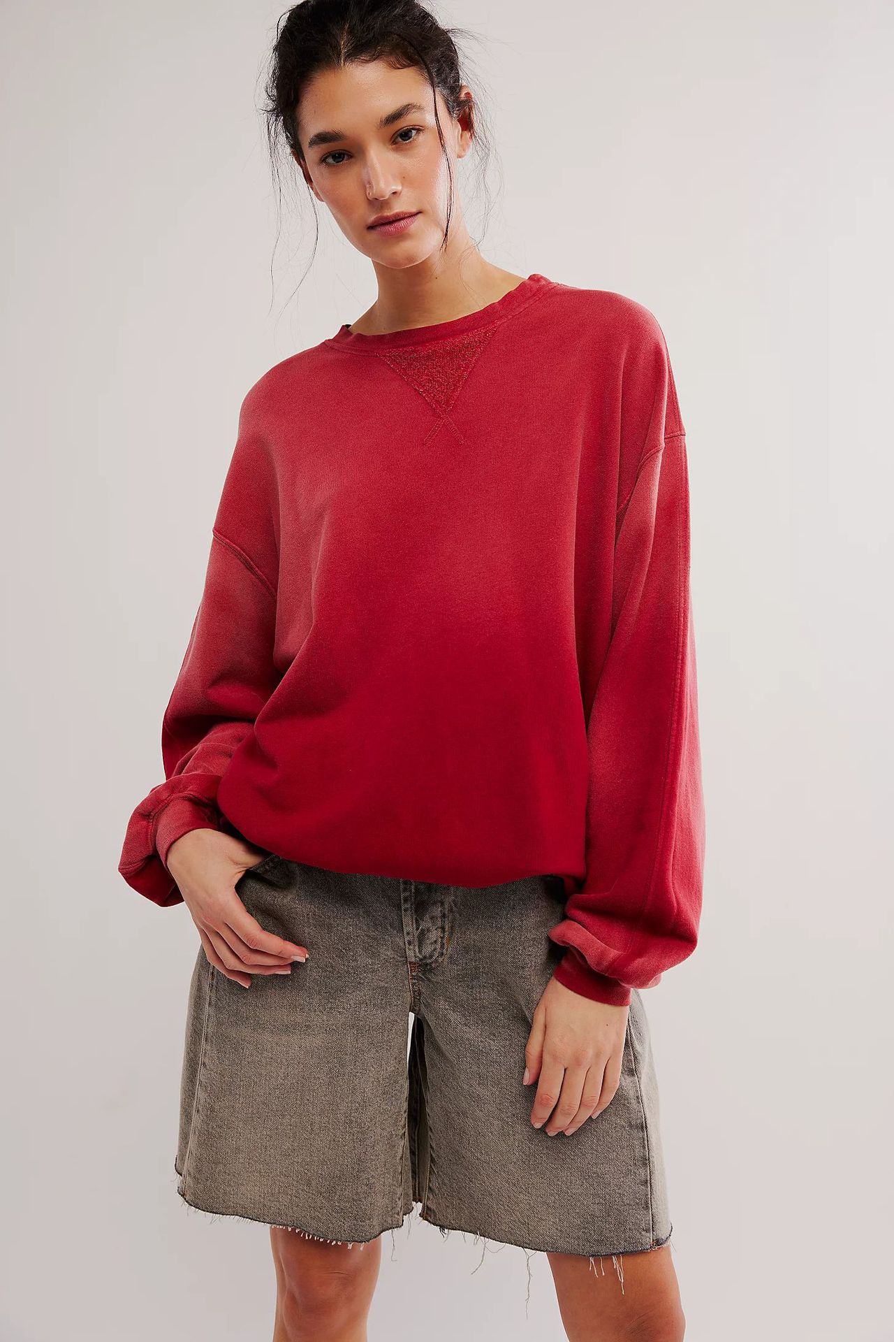 American-style Vintage Color-block T-shirt For Women