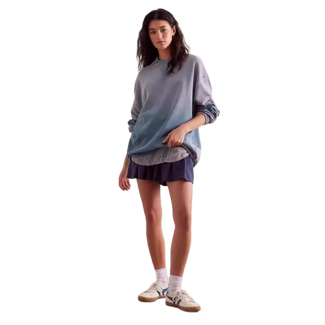 American-style Vintage Color-block T-shirt For Women