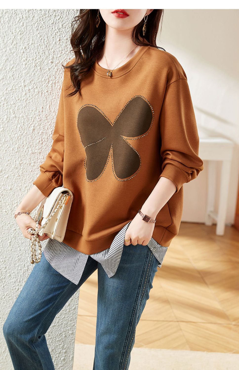 Fake Two Chinese Cotton Sweater Girls