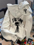 Womens Cartoon Print Loose Personalized Hoodie
