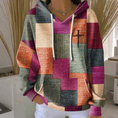 Stylish Casual Womens Hoodie With A Classic Plaid Design