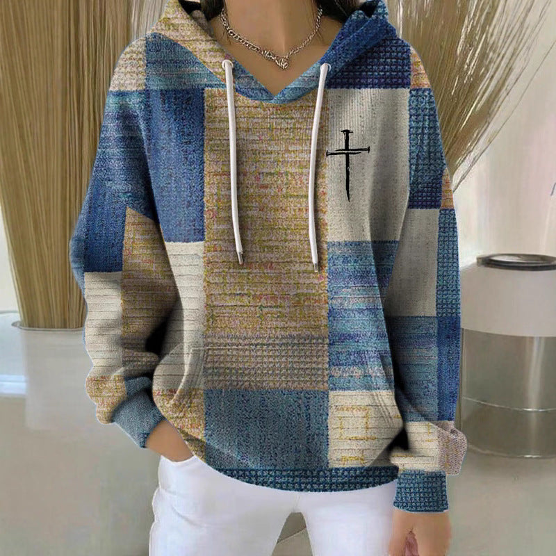 Stylish Casual Womens Hoodie With A Classic Plaid Design