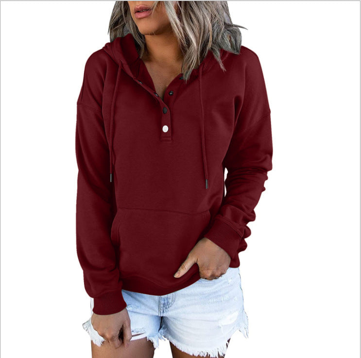 Loose-fitting Casual Long-sleeve Hoodie With A Drawstring And Pockets