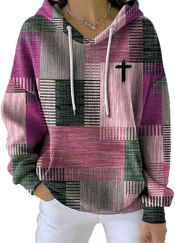 Stylish Casual Womens Hoodie With A Classic Plaid Design