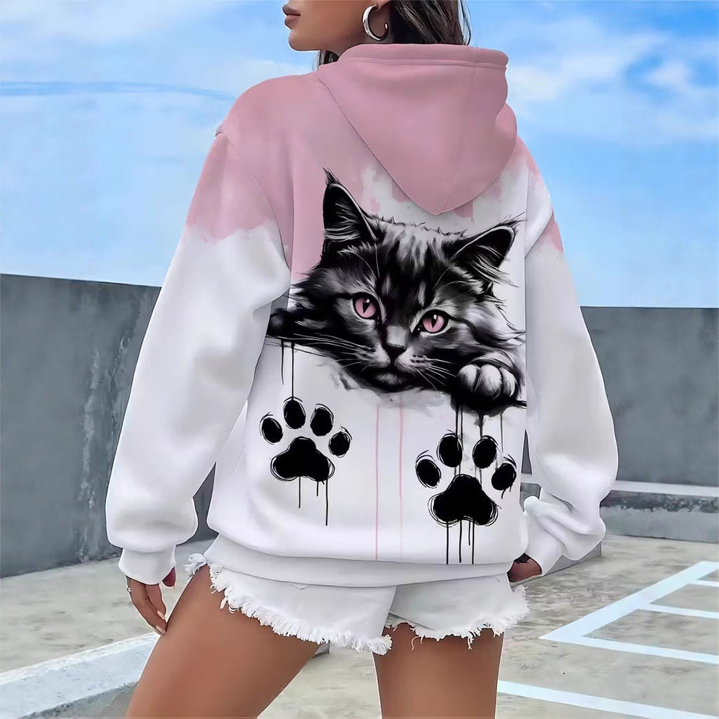 Women's Zebra-Print Casual 3D Printed Hoodie