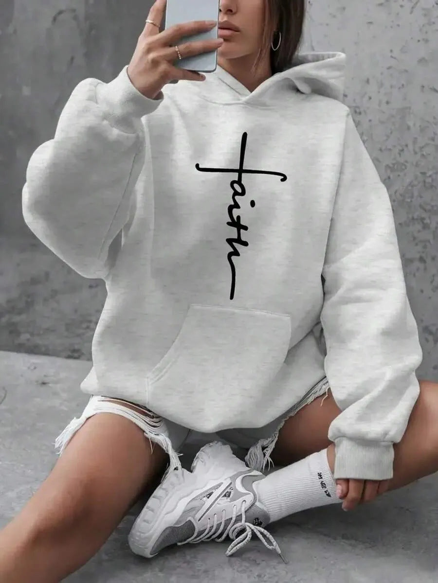 Womens Hoodie With American Cross Print