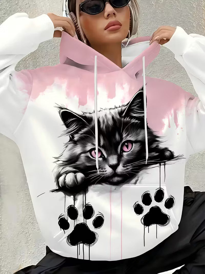 Women's Zebra-Print Casual 3D Printed Hoodie
