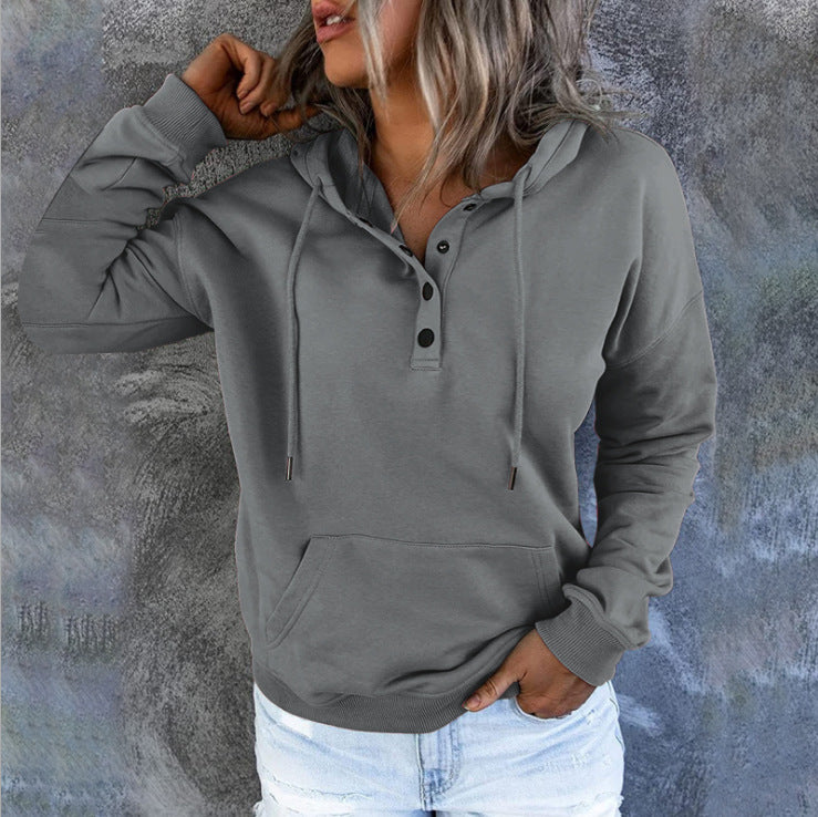 Loose-fitting Casual Long-sleeve Hoodie With A Drawstring And Pockets
