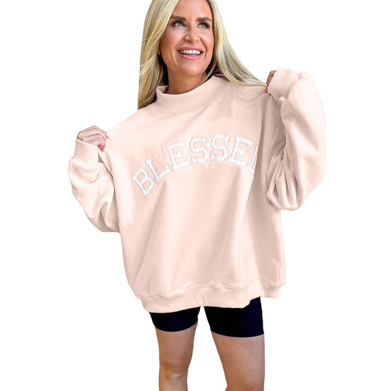 Womens Casual Loose-fit Printed Crew-neck Long-sleeve Hoodie