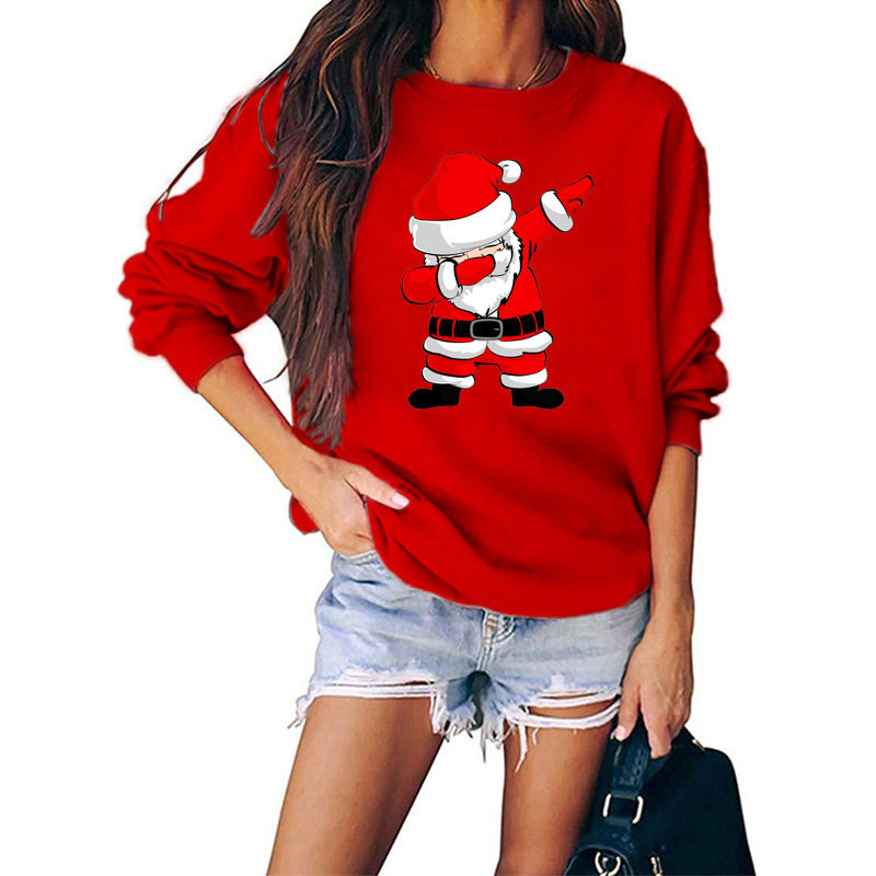 Merry Christmas Sweater Crew-Neck Red Long-Sleeve Pullover