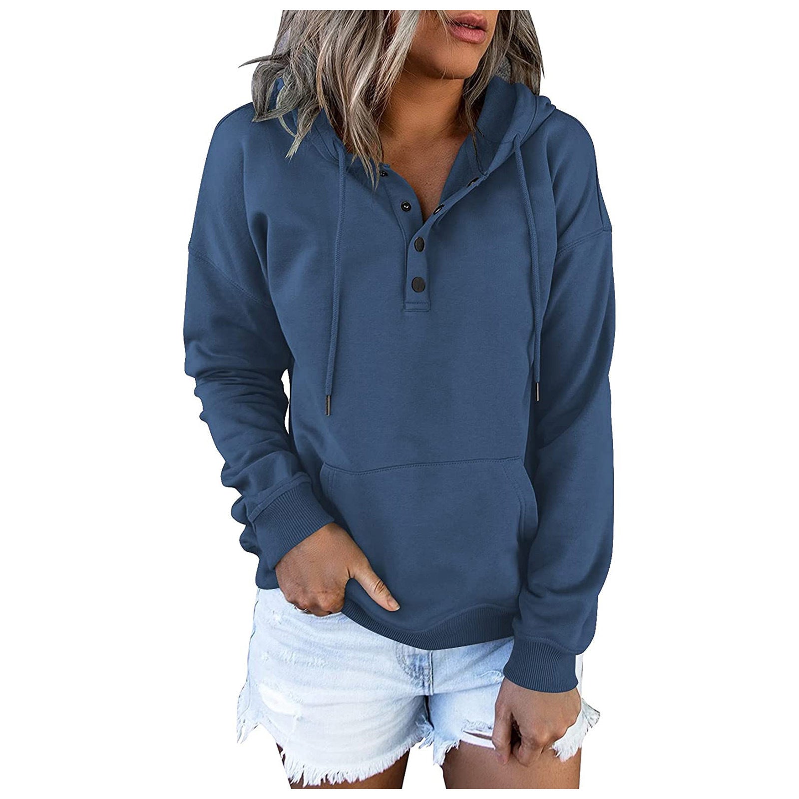 Loose-fitting Casual Long-sleeve Hoodie With A Drawstring And Pockets
